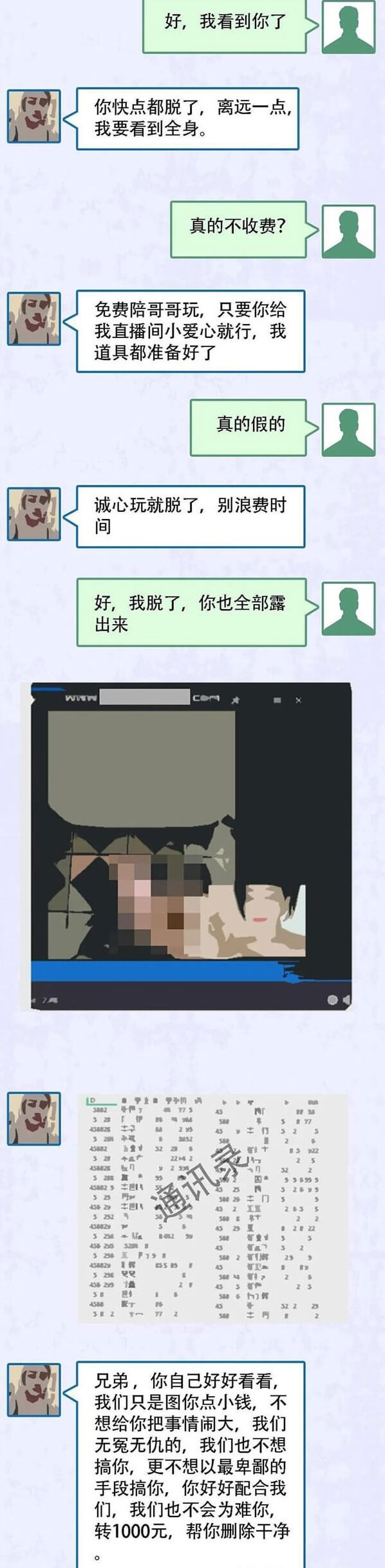 是艷遇?小心裸聊敲詐詐騙!裸聊敲詐詐騙套路揭秘插圖2 是艷遇?小心裸聊敲詐詐騙!裸聊敲詐詐騙套路揭秘插圖2